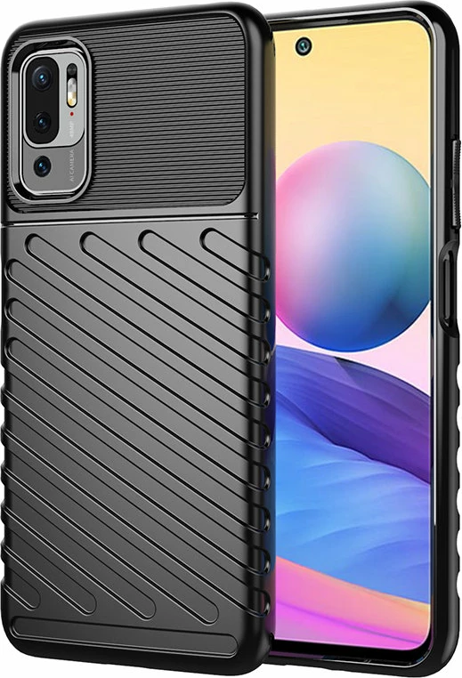 Mbështjellës Hurtel Thunder Case për Xiaomi Redmi Note 10 5G / Poco M3 Pro, i zi