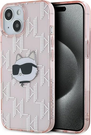 Mbështjellës Karl Lagerfeld IML Choupette Head & Monogram për iPhone 13, rozë
