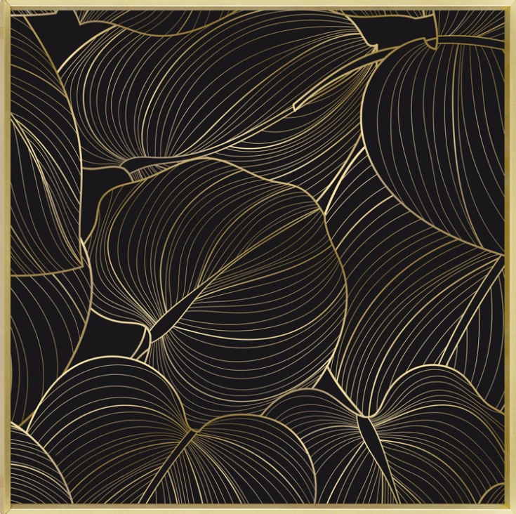 Pikturë dekorative Arbaro, kanavacë, kornizë druri, ngjyrë e zezë dhe ari, 52x52x4cm