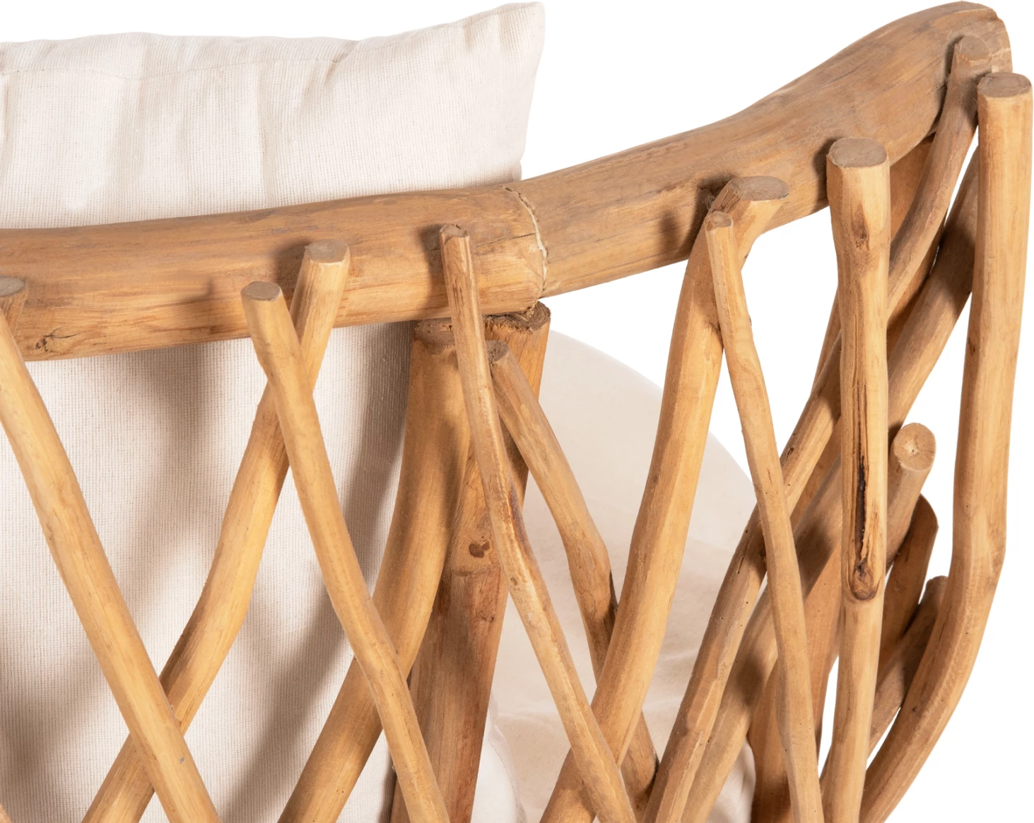 Fotelje KAAN FH5994 degë TEAK, jastëk të bardhë, 95x89x80H cm.