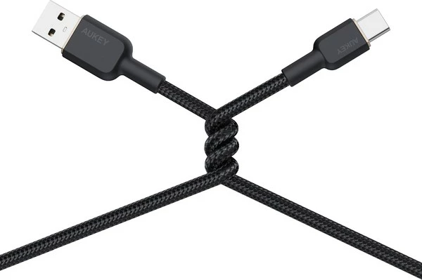 Kabllo AUKEY CB-NAC1, USB Type-A në USB Type-C, 1m, 60W, najlon, e zezë