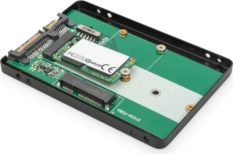 Adapter për SSD Digitus DA-71118, 2.5" SATA, për M.2/mSATA, Alumini, Zi