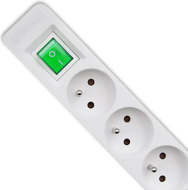 Prizë Qoltec 50290 me 5 dalje, 1.8m, bardhë-gri