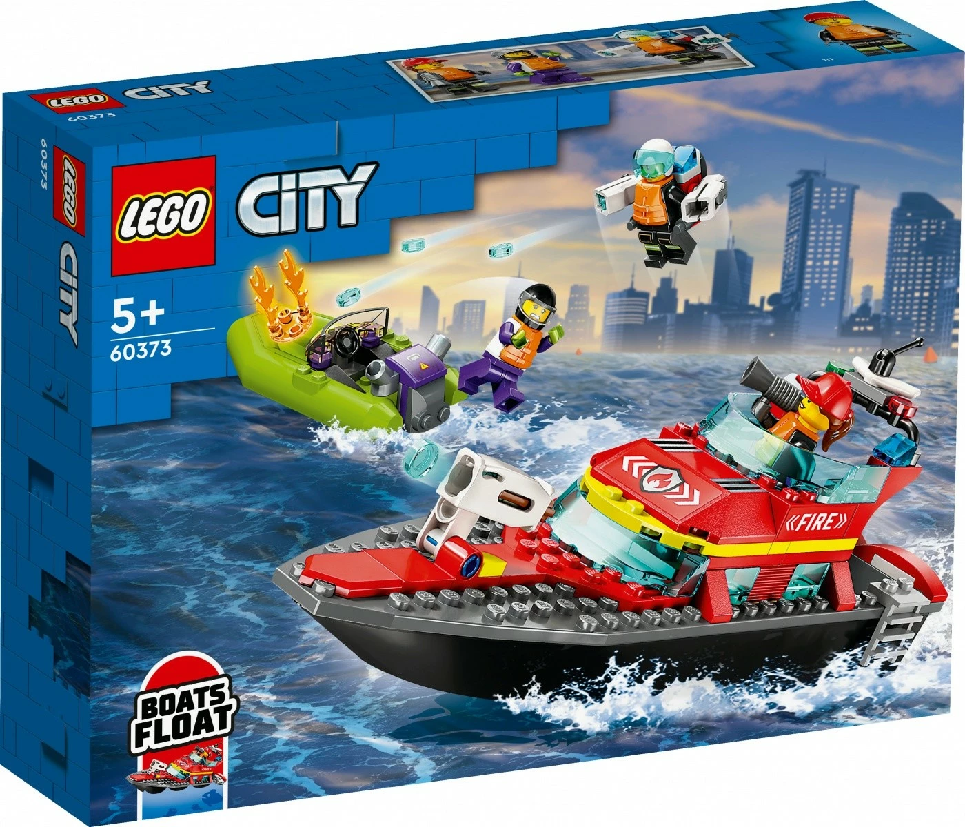 Set ndërtimi LEGO City Fire Boat 60373, 144 pjesë, për fëmijë