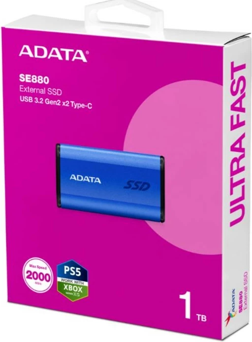 Disk i jashtëm SSD Adata SE880, 1TB, USB 3.2 Gen2x2, Blu