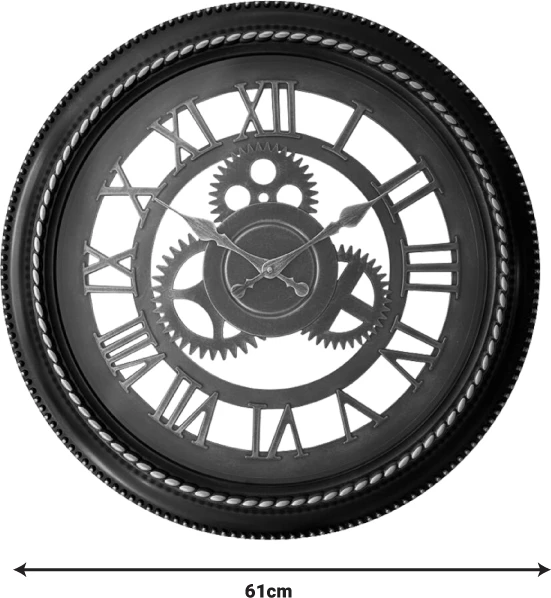 Orë muri Ferm Inart, ngjyrë e zezë antike dhe ari, D61x6cm