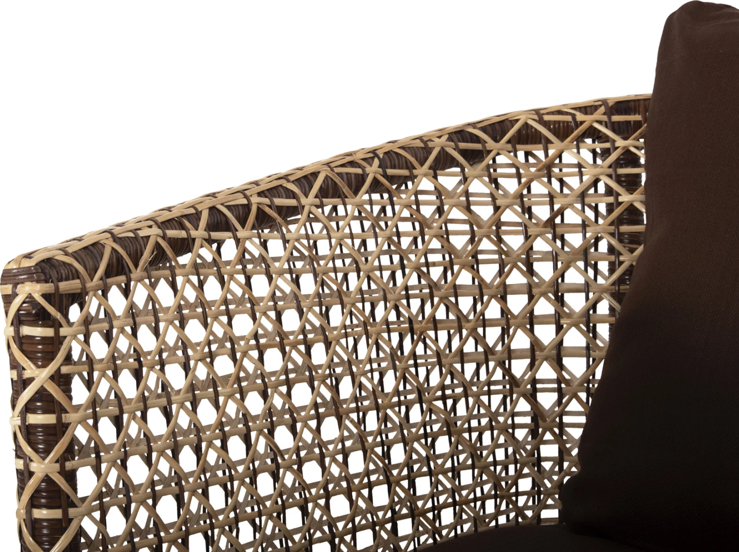 Karrige për jashtë, rattan natyral, jastëk kafe, 82x76x85H cm.