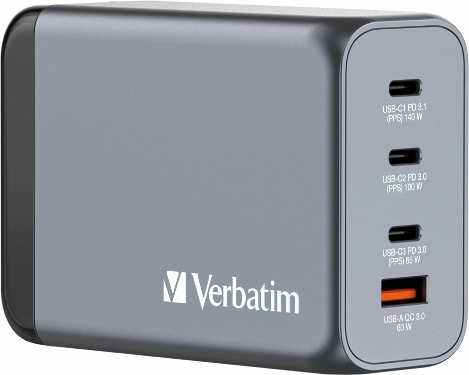 Karikues rrjeti Verbatim GNC-240 GaN, 240W, 3x USB-C PD, 1x USB-A QC 3.0, hiri