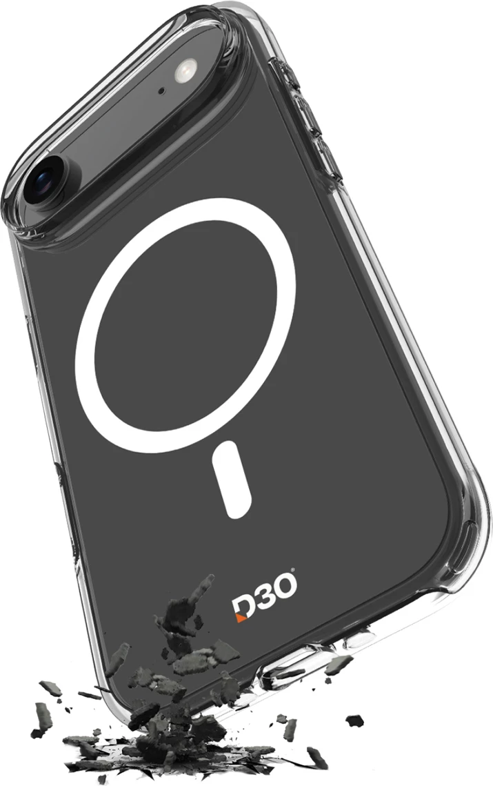 Mbështjellës Puro Impact Clear D3O për iPhone 17 Air, MagSafe, Transparent