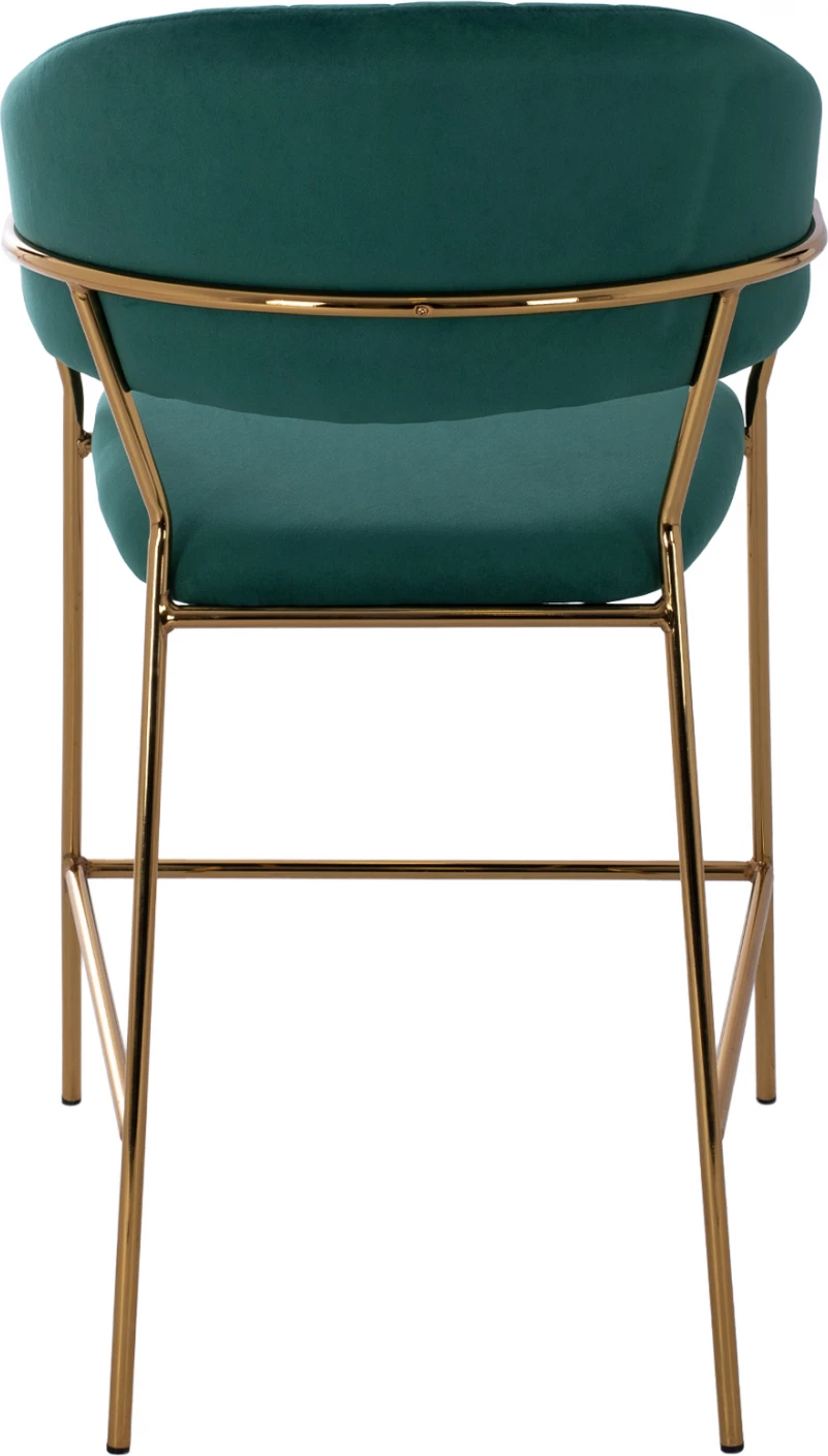 Karrige për bar, lartësi mesatare, FH8734.03, kadife e gjelbër, kornizë e artë, 60x55x100 cm., set prej 2 copë