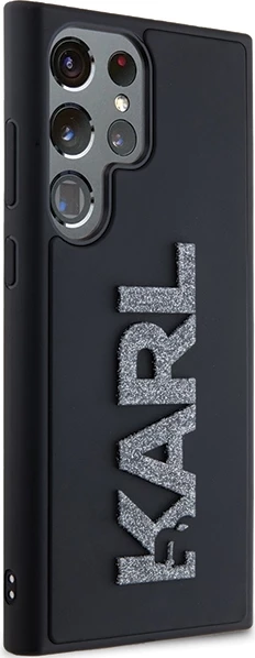 Mbështjellës Karl Lagerfeld 3D Rubber Glitter Logo për Samsung Galaxy S24 Ultra, i zi