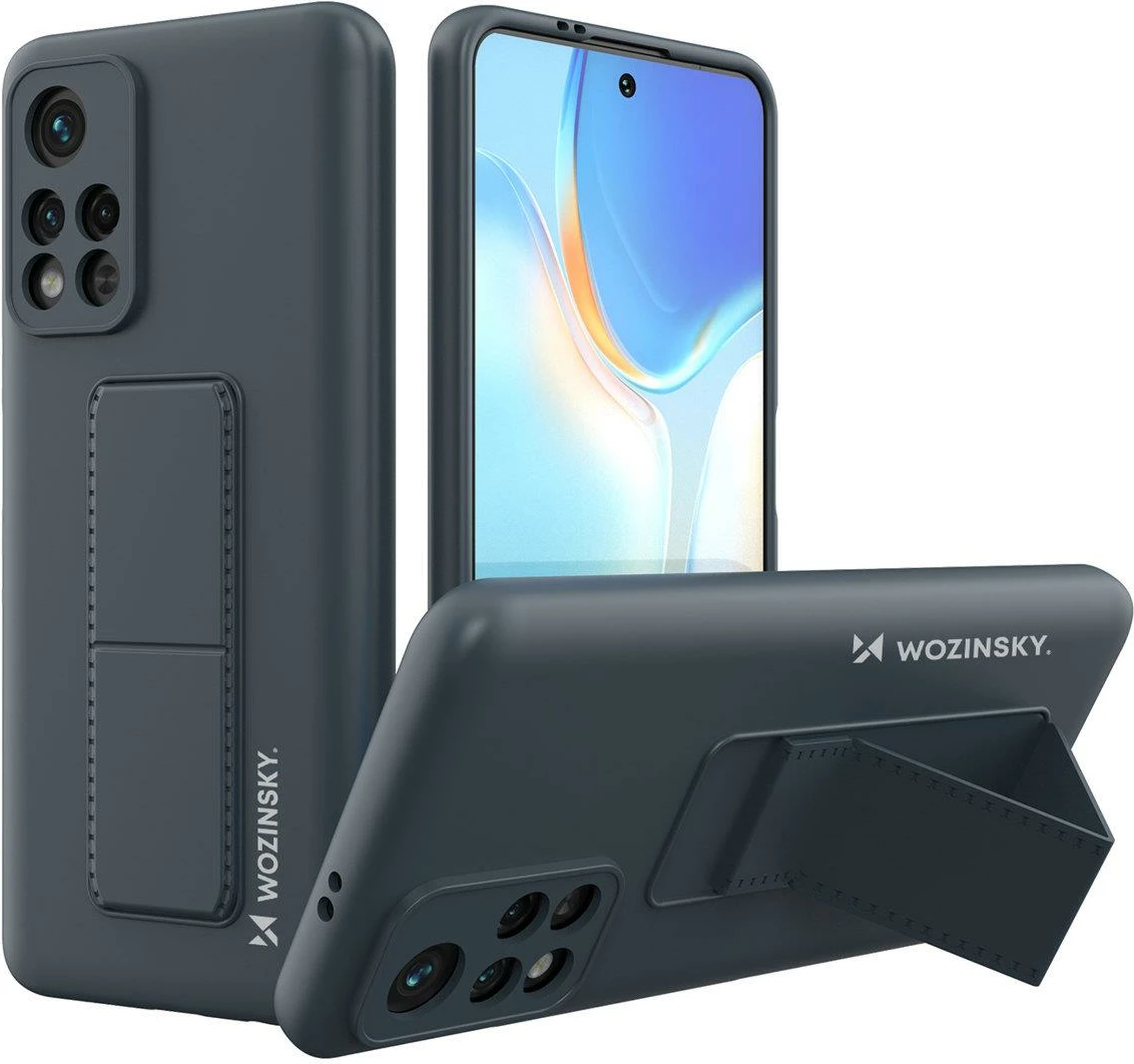 Mbështjellës Wozinsky Kickstand Case për Xiaomi Redmi 10, silikon, kaltër e errët