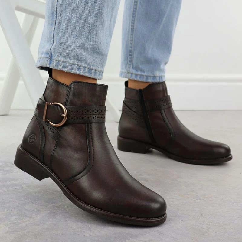 Çizme lëkure femra Rieker Remonte D0F81-25, kafe