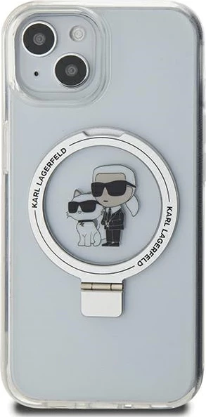 Mbështjellës Karl Lagerfeld KLHMP15SHMRSKCH për iPhone 15/14/13 6.1", me Ring Stand, MagSafe, Bardhë