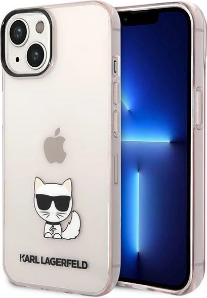 Mbështjellës Karl Lagerfeld Choupette Body për iPhone 14 Plus / 15 Plus, Transparent, Rozë
