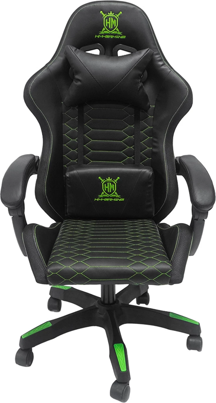 Karrige gaming LOOT FH1204, e zezë-gjelbër, PVC & najlon, 51x49x125H cm