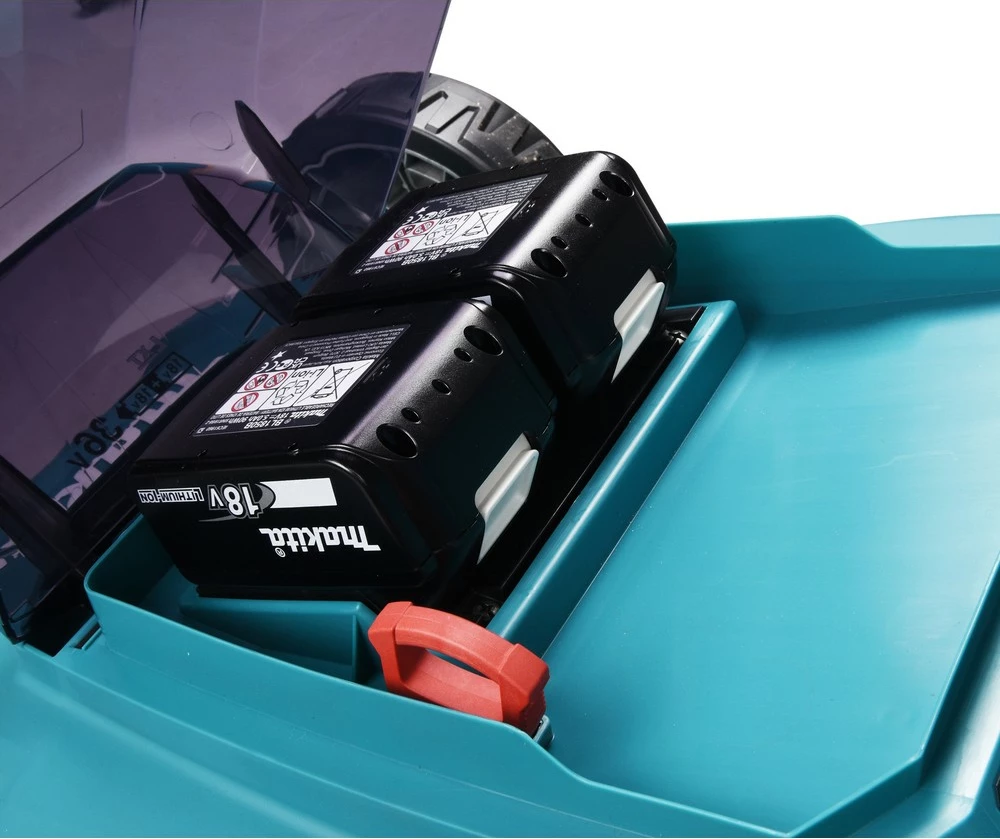 Kositës bari Makita DLM480Z, me bateri 18V 6Ah, 48cm, ngjyrë e zezë/turkuaz