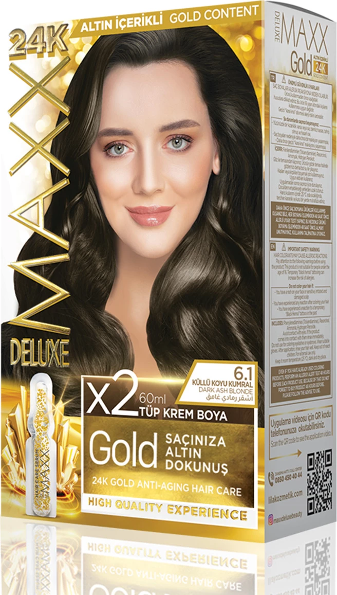 Ngjyrë për flokë MAXX GOLD SET 6.1 Ash Dark Blonde, 50 ml