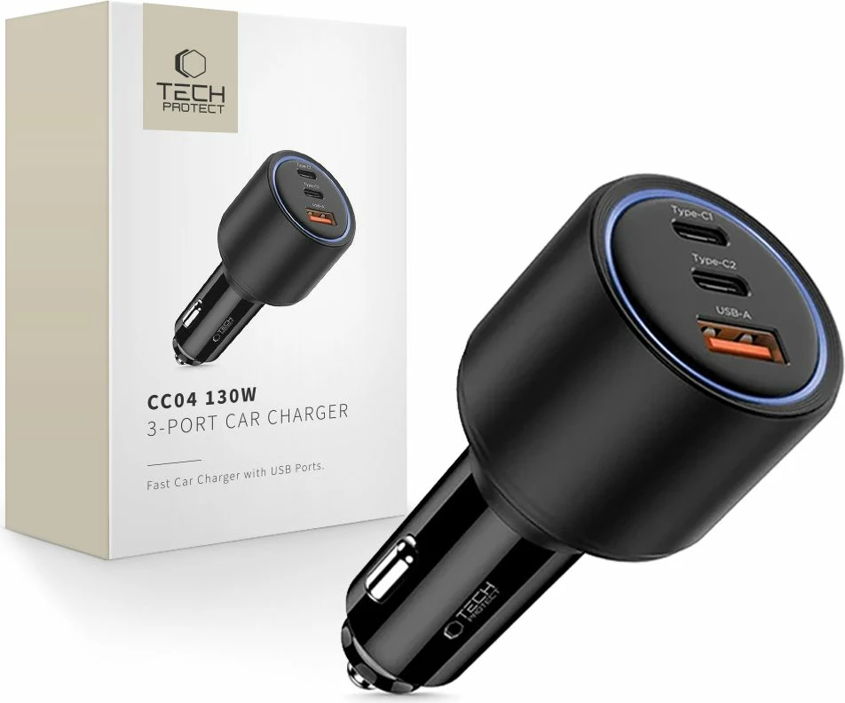 Karikues veture Tech-Protect CC04, 3 porta, 130W, i zi