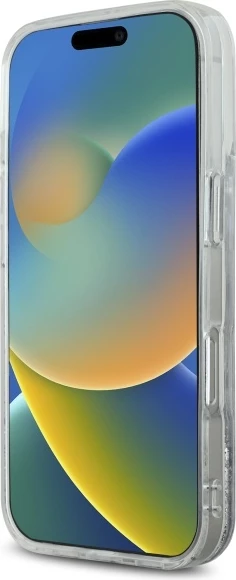 Mbështjellës Karl Lagerfeld Liquid Glitter Karl Head MagSafe për iPhone 16 Pro, Transparent