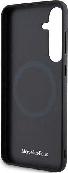 Mbështjellës Mercedes Leather Debossed Line MagSafe për Samsung Galaxy S24+, i zi