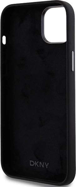 Mbështjellës DKNY Liquid Silicone Metal Logo për iPhone 15/14/13, i zi