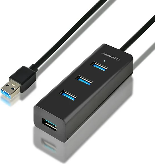 Hub USB 4-portësh AXAGON HUE-S2BL, USB 3.2 Gen 1, 1.2m kabllo, i zi