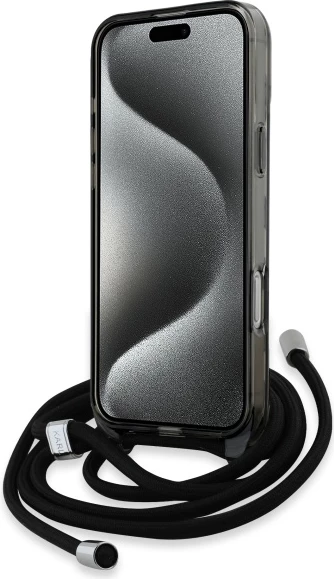 Mbështjellës Karl Lagerfeld IML Crossbody Monogram Karl & Choupette Head MagSafe për iPhone 16 Pro, Zi