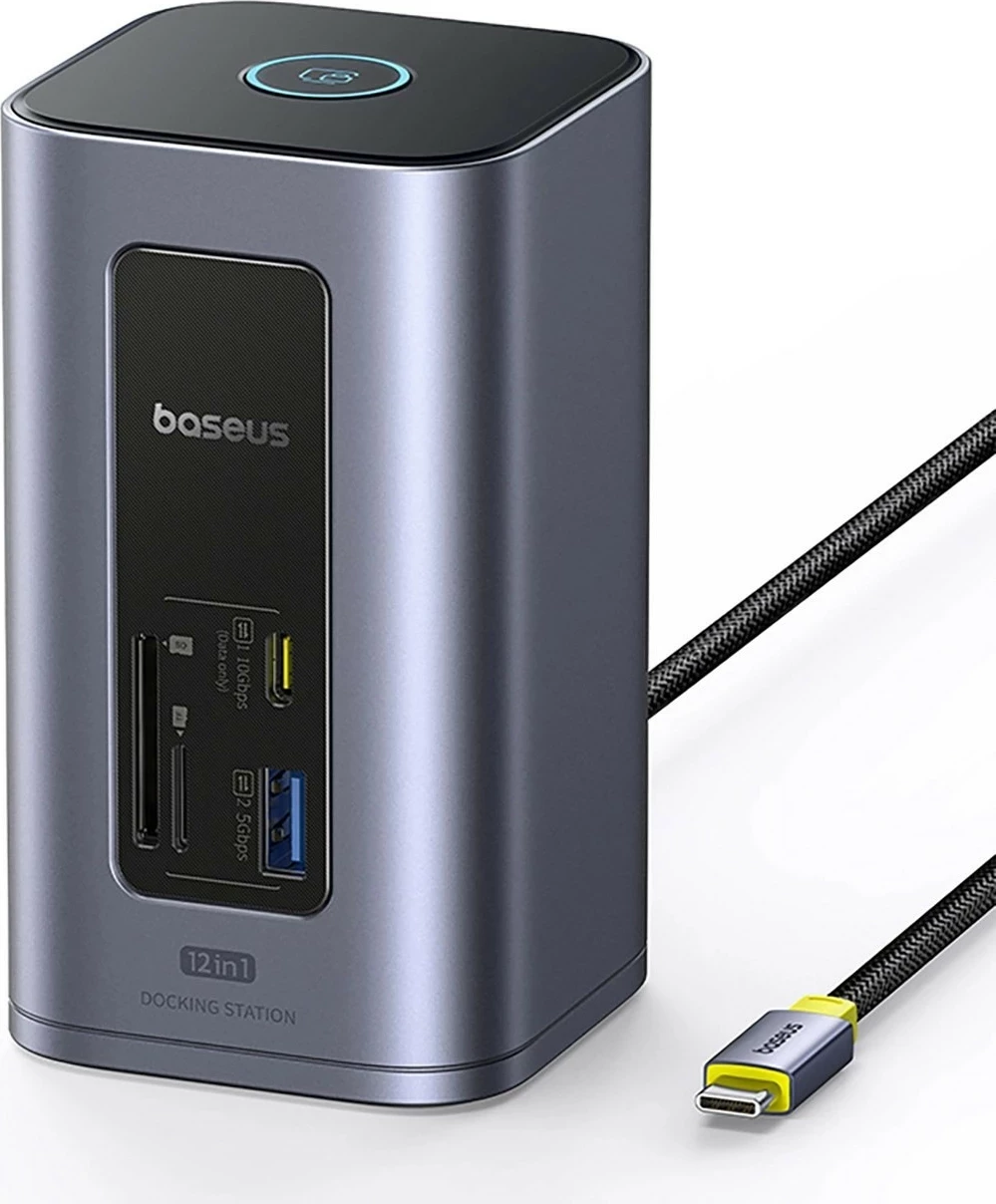 Doking stacion Baseus Air Spacemate 12n1, USB-C, 2xHDMI 4K@60Hz, 2xUSB-C 10Gb/s, 2xUSB-A 5Gb/s, 2xUSB-A 480Mb/s, RJ45, SD/microSD, USB-C PD, hiri