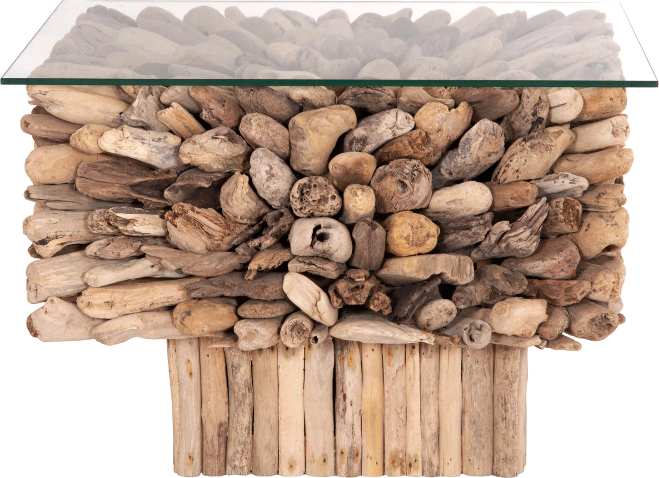 Tavolinë kafeje katrore SPARROW, dru i larë, xham, 75x75x51cm