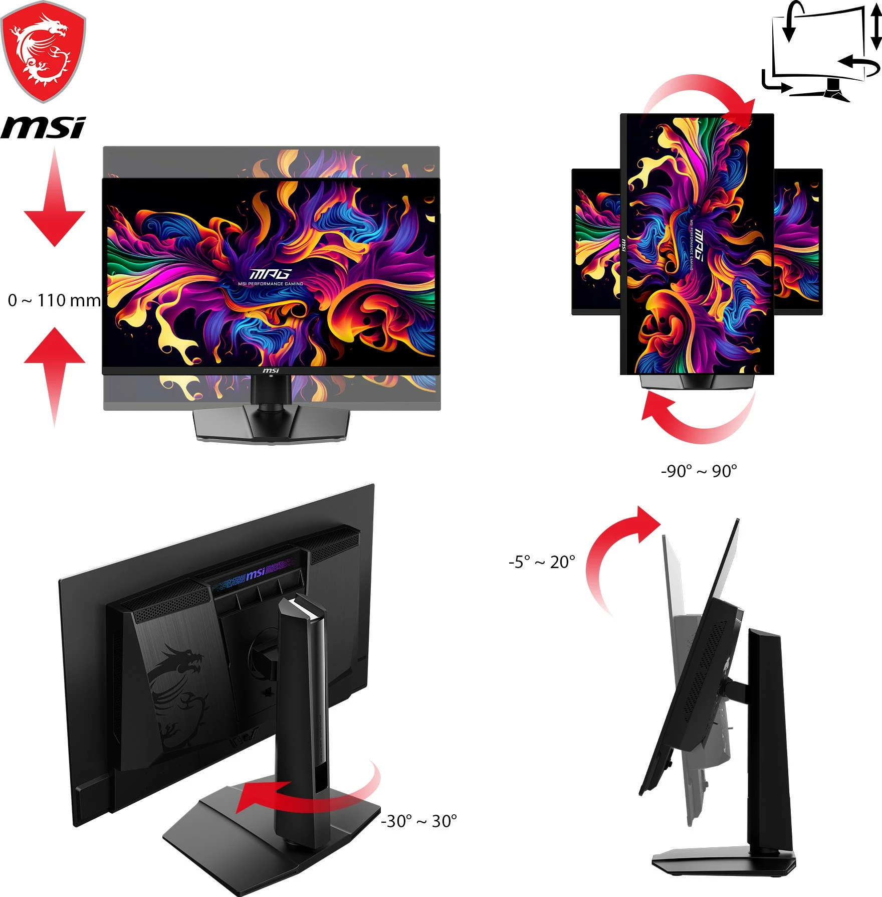 Monitor gaming MSI MPG 271QRXDE, 27 inç, QD-OLED, 360Hz, WQHD