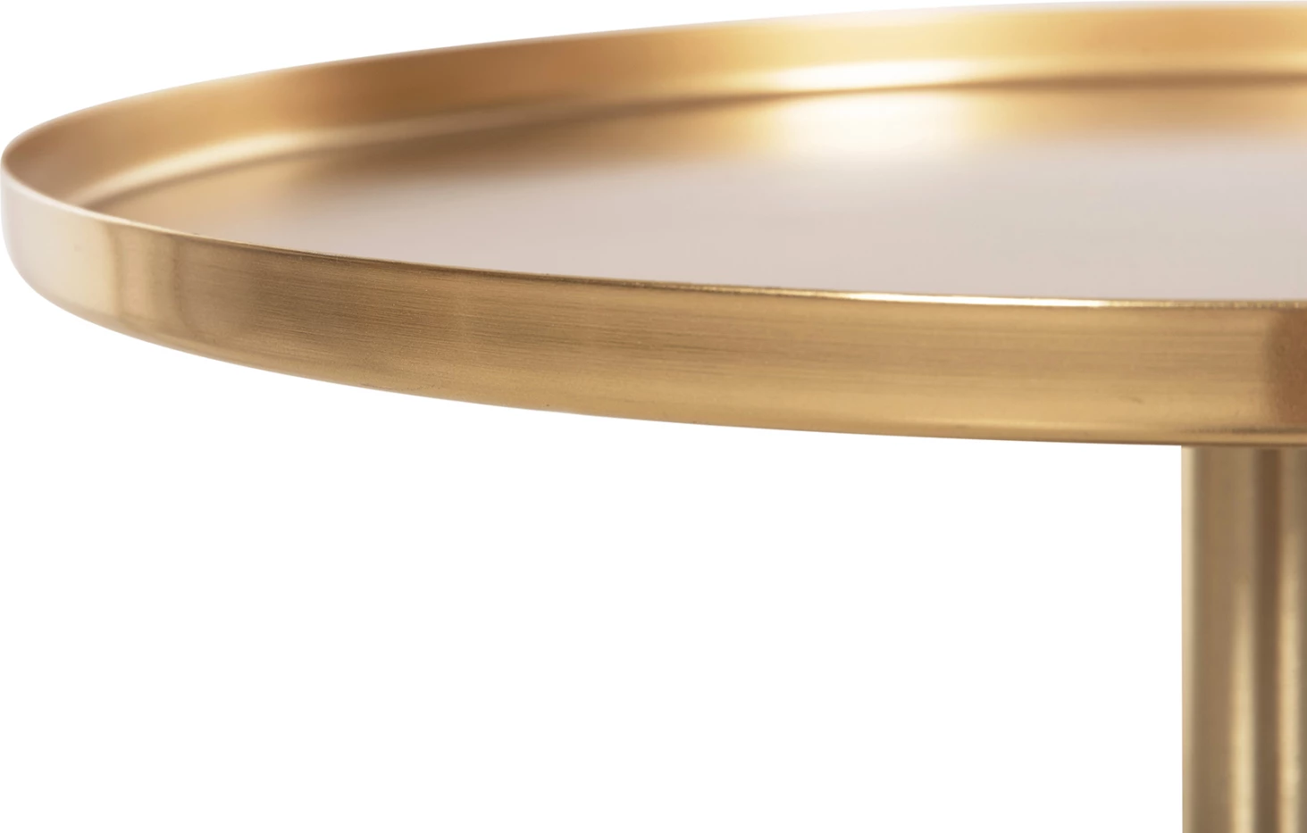 Tavolinë anësore rrethore KAPPUR FH9726 dru mango ngjyrë arre-metal në ar Φ38x62Hcm