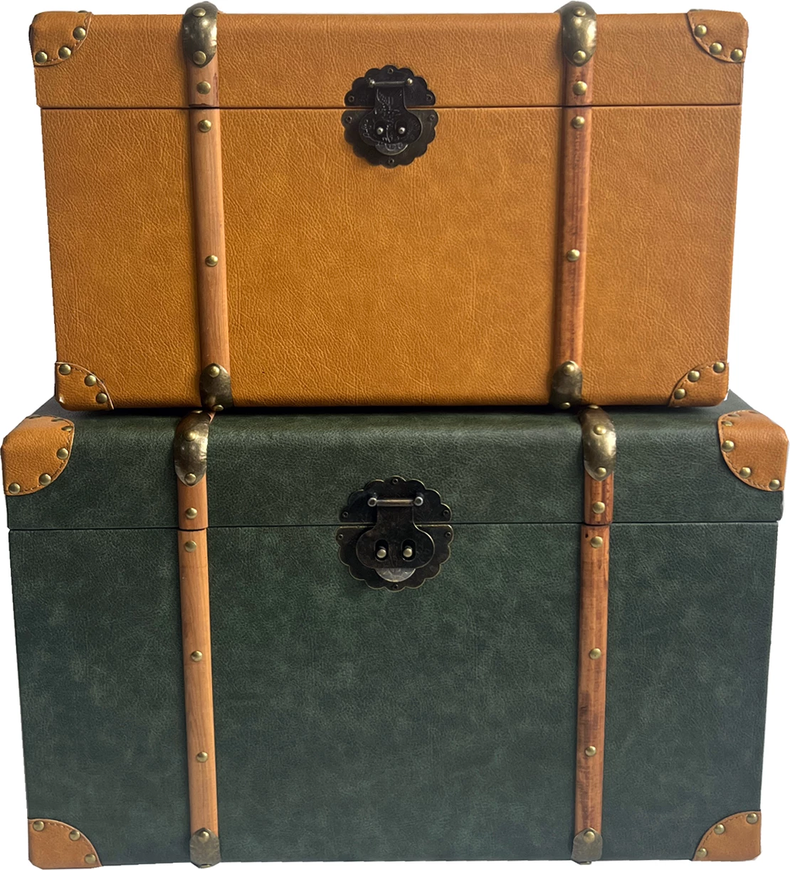 Set sanduqësh për depo, ngjyrë ulli dhe mustardë, 64x40x40, 2 copë