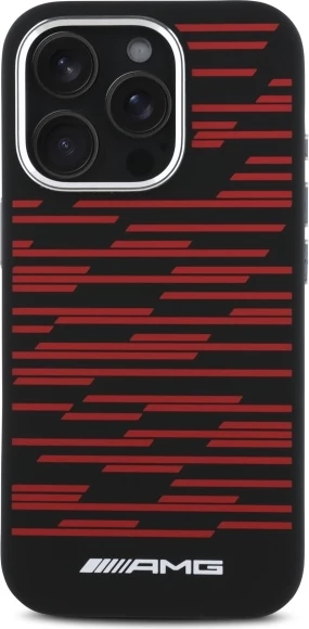 Mbështjellës Mercedes AMG Silicone Graphics MagSafe për iPhone 16 Pro, i zi