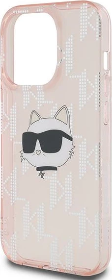 Mbështjellës Karl Lagerfeld IML Choupette Head & Monogram për iPhone 14 Pro, Rozë
