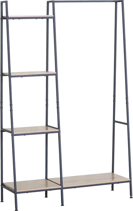 Njësi hyrëse me rafte Herevy, ngjyrë lisi me metal të zi, 101x35x160cm