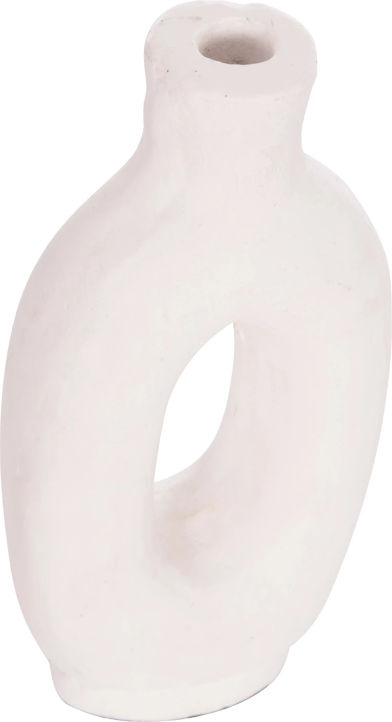 Vazo dekorative CLAYVON, terrakotë, ngjyrë e bardhë, 10x5x21cm