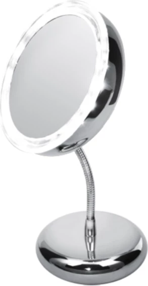 Pasqyrë kozmetike me ndriçim ADLER AD2159, zmadhim 3x, 15 cm, LED, 4x AAA, krom