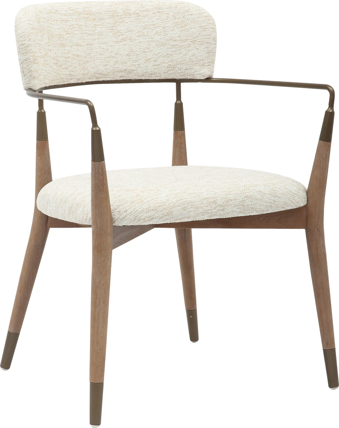 Karrige për ngrënie ROY FH9978.01, këmbë druri ahu, krahë metali, pëlhurë ngjyrë ecru, 51x48x77,5H cm, set prej 2 copash