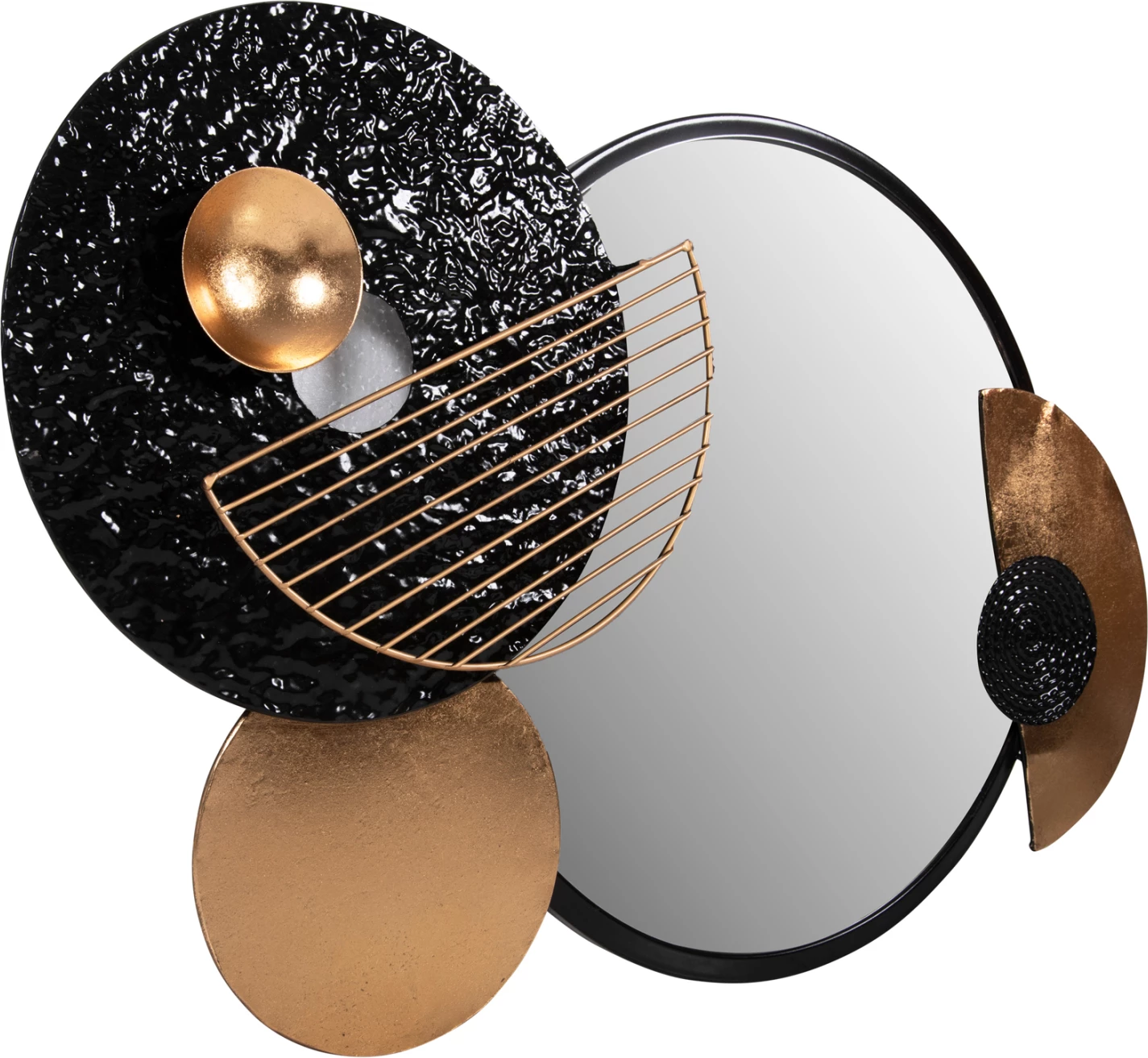 Pasqyrë muri FH4211 metalike, ngjyrë zi-ari, 82x8x52H cm