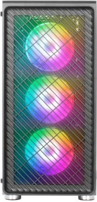 Kasë TACENS MARS MC-F mid tower, për ATX/Micro ATX/Mini ITX, 4x ARGB, xham i kalitur, panel rrjetë, e zezë