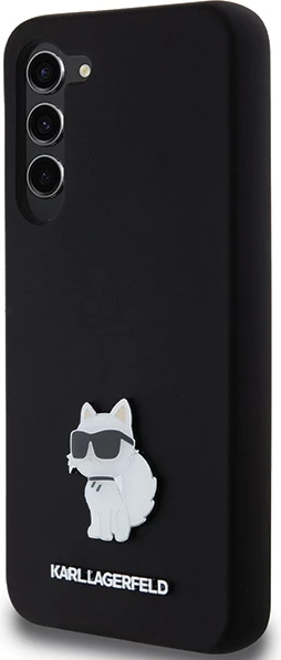 Mbështjellës Karl Lagerfeld Silicone Choupette Metal Pin për Samsung Galaxy S24+, i zi