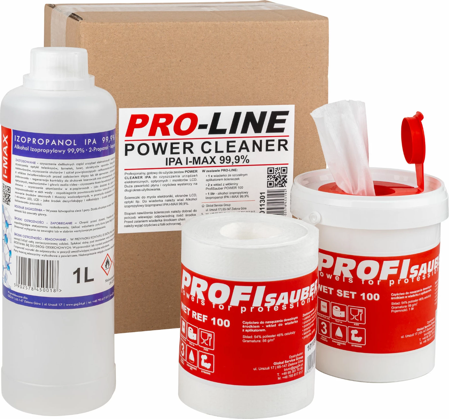 Set për pastrim elektronikash Pro-Line POWER CLEANER IPA, 1L, me leckë dhe kovë