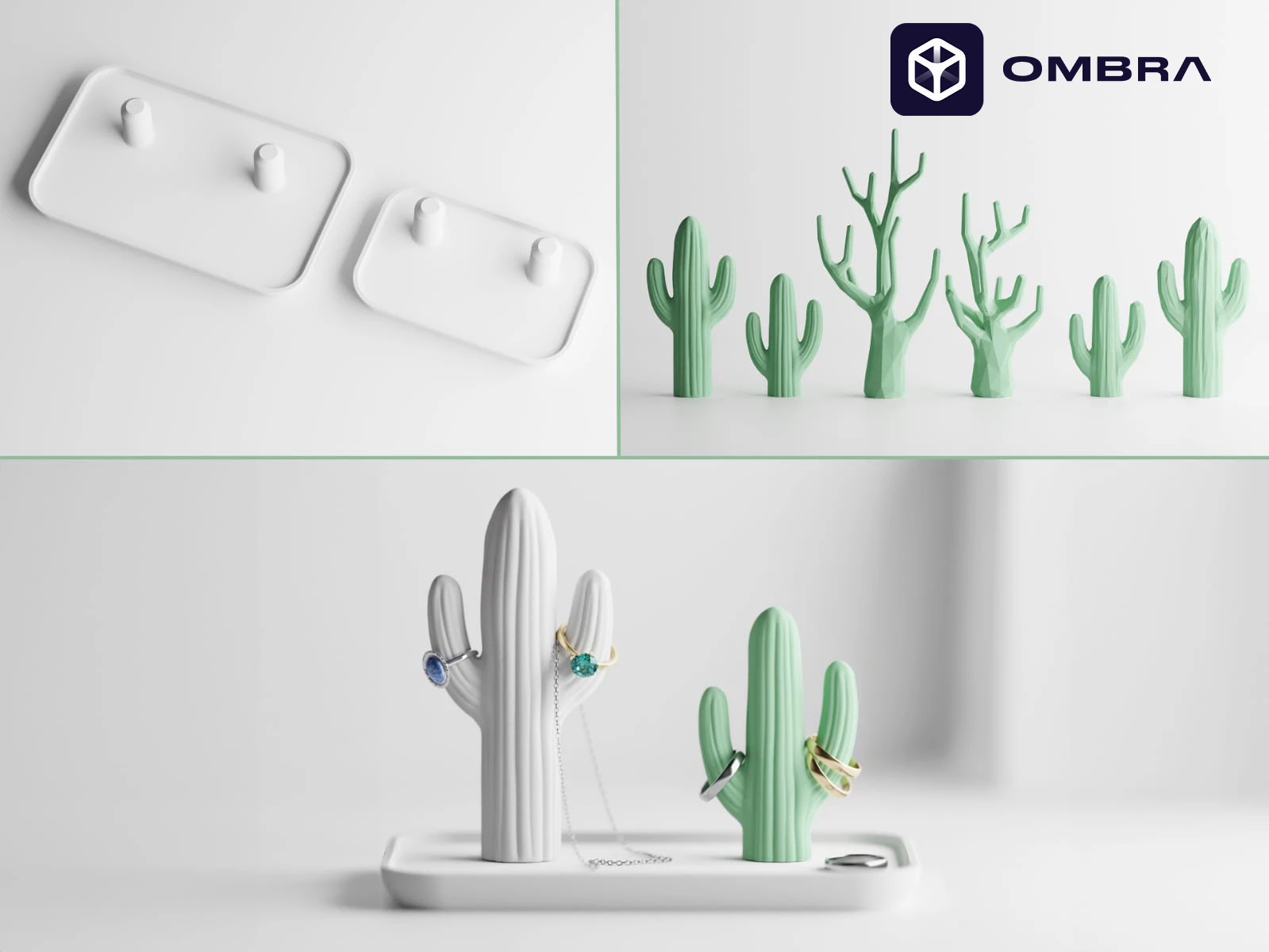 Mbajtse dekorative për unaza (Cactus Jewelry Holder): e gjelbert