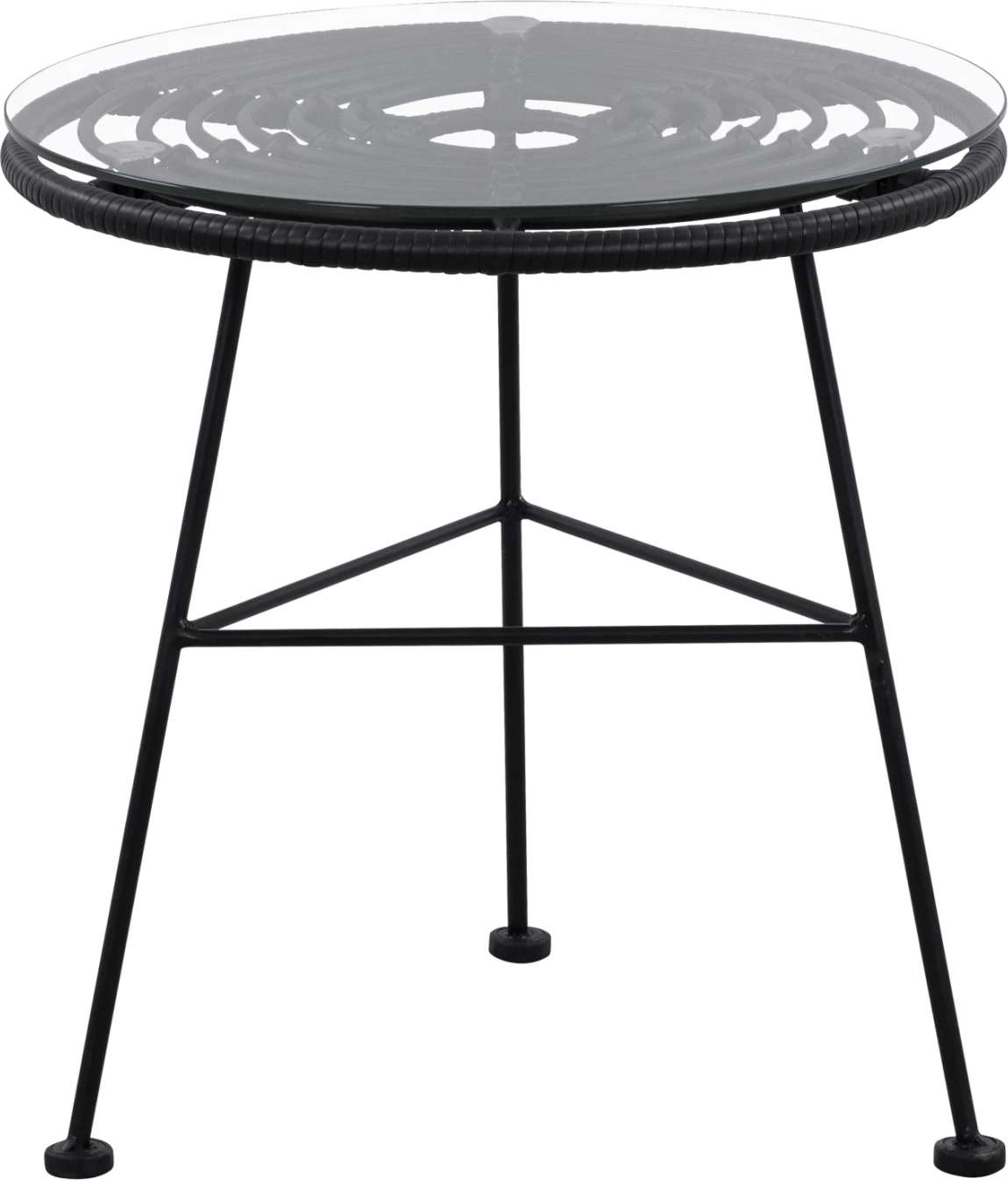 Tavolinë metalike Allegra me thurje, ngjyrë e zezë dhe xham, FH5459.02, 45x46cm