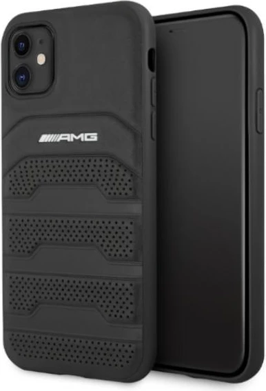 Mbështjellës Mercedes AMG Debossed Lines për iPhone 11 6.1", lëkurë, zi