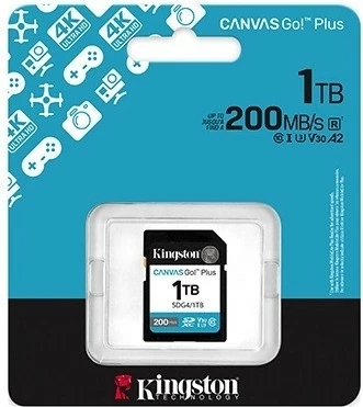 Kartë memorie SD Kingston Canvas Go Plus 1TB, SDXC, 200MB/s, Class10 U3 V30