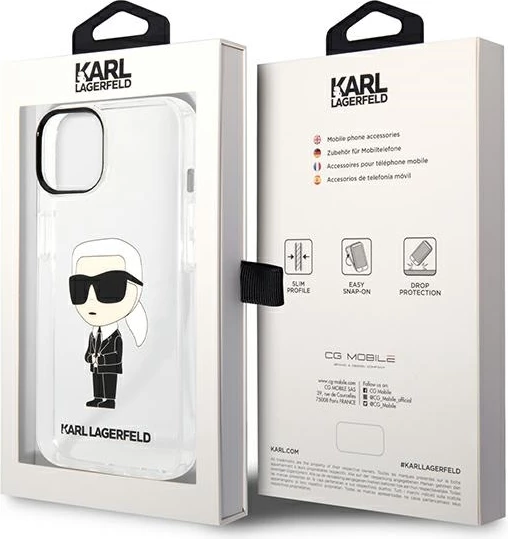 Mbështjellës Karl Lagerfeld Ikonik për iPhone 14 Plus, Transparent