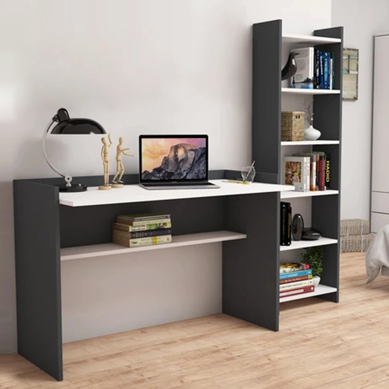 Set për zyre 2 pjesë, FH11774.13, melaminë, gri-bardhë