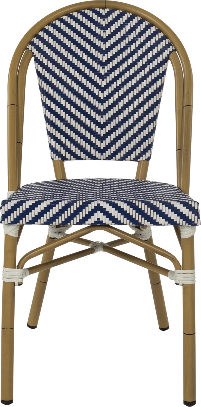 Karrige alumini, pamje bambuje natyrale, tekstilene blu dhe bardhë, FH5860.02, 46x56x88H cm